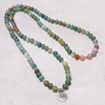 Buddha Stones 108 Mala Beads Indian Agate Lotus OM Buddha Tree of life Positive Calm Bracelet Mala Bracelet BS Tree of life (Creation ♥ Unity)
