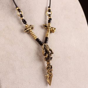 Buddha Stones Tibetan Ganesh Ganpati Elephant God of Wealth Dorje Vajra Spiritual Power Necklace Pendant Necklaces & Pendants BS Dorje/Vajra&Ganesh