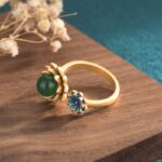 Buddha Stones Lotus Pattern Jade Abundance Adjustable Ring Rings BS 2