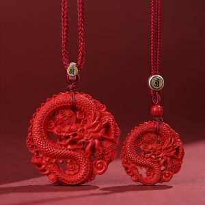 Buddha Stones Year of the Dragon 925 Sterling Silver Natural Cinnabar Copper Coin Luck Necklace Pendant Necklaces & Pendants BS main