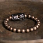 Buddha Stones Tibet Ebony Wood Copper Peace Balance Beaded Bracelet Bracelet BS 18cm
