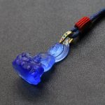 Buddha Stones Blue Tathagata Buddha Medicine Buddha Liuli Crystal Serenity Amulet Necklace Pendant Necklaces & Pendants BS 17