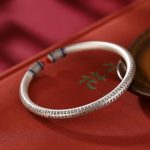 Buddha Stones 999 Sterling Silver Heart Sutra Engraved Red Agate Protection Bracelet Bangle Bracelet Bangle BS 2