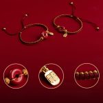 Buddha Stones Natural Cinnabar Peace Buckle Fu Character Charm Blessing Braided Bracelet Bracelet BS 3