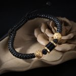 Buddha Stones 999 Sterling Silver Copper Coin Bead Copper Balance Braided String Bracelet Bracelet BS 12
