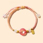 Buddha Stones Peace And Joy Agate Peace Buckle Auspicious Handmade Braided Bracelet Bracelet BS Pink Orange Peace Buckle(Wrist Circumference 14-19cm)
