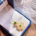 Buddha Stones 925 Sterling Silver Lucky Four Leaf Clover Jade Prosperity Necklace Chain Pendant Necklaces & Pendants BS 1