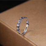 Buddha Stones 925 Sterling Silver Auspicious Clouds Engraved Ring Ring BS 3