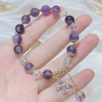 Buddha Stones Natural Amethyst Crystal Spiritual Butterfly Charm Bracelet Bracelet BS 2