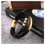 Buddha Stones Leather Multi-Layer Titanium Steel Balance Braided Magnetic Buckle Bracelet Bracelet BS 16