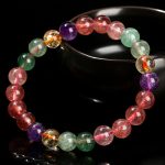 Buddha Stones Natural Multicolored Strawberry Quartz Love Healing Beaded Bracelet Bracelet BS 1