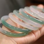 Buddha Stones Natural White And Green Chalcedony Agate Positive Cuff Bracelet Bangle Bracelet Bangle BS 5