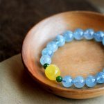 Natural Aquamarine Amber Beads Serenity Healing Bracelet Bracelet BS 10