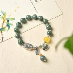 Buddha Stones 925 Sterling Silver Cyan Jade Amber Success Bracelet Bracelet BS 5