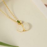 Buddha Stones 925 Sterling Silver Hetian Jade Gourd Abundance Necklace Pendant Necklaces & Pendants BS 1
