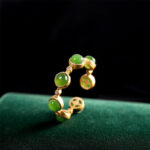 Buddha Stones Cyan Jade Healing Calm Adjustable Ring Rings BS 11