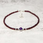 Buddhastoneshop Garnet Amethyst Purification Calm Anklet