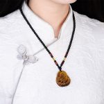 Buddha Stones Tiger's Eye Laughing Buddha Blessing Necklace Necklaces & Pendants BS 5