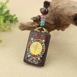 Buddha Stones Tibet God of Wealth Thangka Ebony Peace Necklace Pendant Necklaces & Pendants BS 13