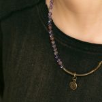 Buddha Stones Purple Phantom Red Hematoid Quartz Green Rutilated Quartz Copper Love Forgive Bracelet Bracelet BS 11