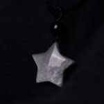 Buddha Stones Natural Silver Sheen Obsidian Star Crescent Moon Protection Necklace Pendant Necklaces & Pendants BS 4