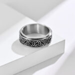 Buddha Stones  Triangle Knot Triquetra Titanium Steel Calm Rotatable Ring Ring BS 2