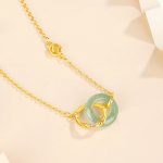 Buddha Stones 925 Sterling Silver Natural Green Aventurine Peace Buckle Bamboo Coin Prosperity Necklace Pendant Necklace BS 2