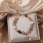 Buddha Stones Strawberry Quartz Rutilated Quartz Fishtail Charm Healing Bracelet Bracelet BS 9