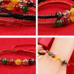 Buddha Stones Five Directions Gods of Wealth Agate Handmade Protection String Braid Bracelet Bracelet BS 7