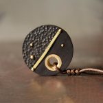 Buddha Stones Handcrafted Round Ebony Wood Copper Peace Necklace Pendant Necklaces & Pendants BS 5