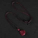 Buddha Stones Laughing Buddha Cinnabar Blessing Necklace Pendant Phone Hanging Decoration Key Chain Necklaces & Pendants BS Necklace Brown