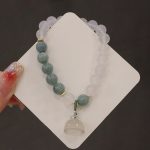 Buddha Stones White Agate Jade Lotus Flower Peace Buckle Protection Bracelet Bracelet BS 4