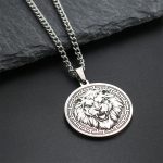 Buddha Stones Animal Titanium Steel Chain Necklace Protection Pendant Necklaces & Pendants BS Silver Lion