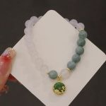 Buddha Stones White Agate Jade Lotus Flower Peace Buckle Protection Bracelet Bracelet BS 10