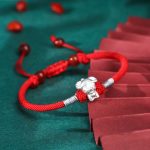 Buddha Stones 999 Sterling Silver Chinese Zodiac Luck Strength Red String Bracelet Bracelet BS Goat(Bracelet Size 15.5cm+8cm)