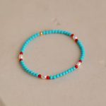 Buddha Stones Turquoise Red Agate Pearl Small Beaded Protection Bracelet Bracelet BS 2