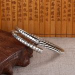 Buddha Stones Retro Heart Sutra Twisted Design Pattern Balance Bracelet Bangle Bracelet Bangle BS 3