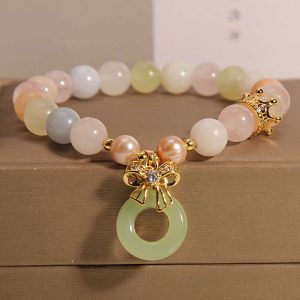 Buddha Stones Morganite Peace Buckle Jade Confidence Bracelet 1