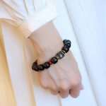 Buddha Stones Ebony Wood Auspicious Clouds Engraved Calm Bracelet Bracelet BS 11