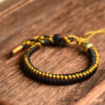 Buddha Stones Handmade Tibetan Black Gold Dragon Scale Rope Om Mani Padme Hum Purity Bracelet Bracelet BS 3