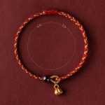 Buddha Stones Handcrafted Red Gold Rope Lotus Peace And Joy Charm Braid Bracelet Bracelet BS 9