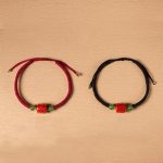 Buddha Stones Tibetan Cinnabar Om Mani Padme Hum Engraved Blessing Braided Rope Bracelet Bracelet BS 14