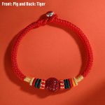 Buddha Stones Year of the Dragon 925 Sterling Silver Chinese Zodiac Cinnabar Auspicious Matches Blessing Bracelet (Extra 30% Off | USE CODE: FS30) Bracelet BS Pig 23cm