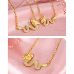 Buddha Stones 925 Sterling Silver Year Of The Dragon Auspicious Golden Dragon Luck Chain Necklace Pendant Necklaces & Pendants BS 10