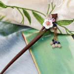 Buddha Stones Red Sandalwood Pink Crystal Charm Healing Hairpin Decorations Hairpin BS 2