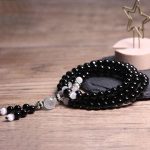 Buddha Stones Black Onyx White Crystal Bead Meditation Bracelet Bracelet BS 3