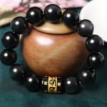 Buddha Stones Rainbow Obsidian Om Mani Padme Hum Swastika Positive Bracelet Bracelet BS 2