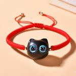 Buddha Stones Ebony Wood Cat Head Pattern Peace King Kong Knot Braided Bracelet Bracelet BS 9