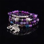 Buddha Stones Natural Agate Elephant Buddha Hope Bracelet Bracelet buddhastoneshop Purple Agate