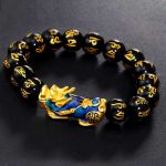 Buddha Stones FengShui PiXiu Obsidian Om Mani Padme Hum Wealth Bracelet Bracelet BS 3